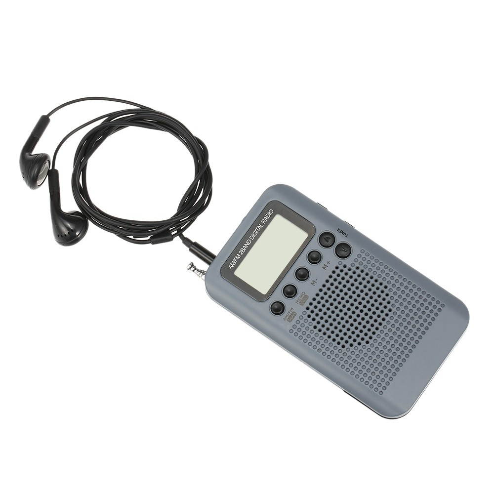 HRD-104 Portable AM/ FM Stereo Radio Pocket 2-Band Digital Tuning Radio Mini Receiver Outdoor Radio w/