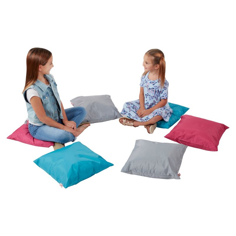 ECR4Kids 17" Indoor/Outdoor Floor Pillow Set, Classroom Pillows, Assorted Colors (6-Piece)
