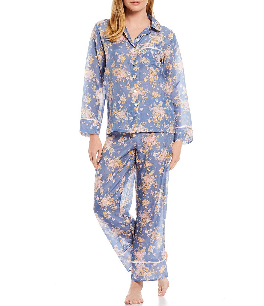 Papinelle Lou Lou Floral Print Long Sleeve Woven Coordinating Pajama Set
