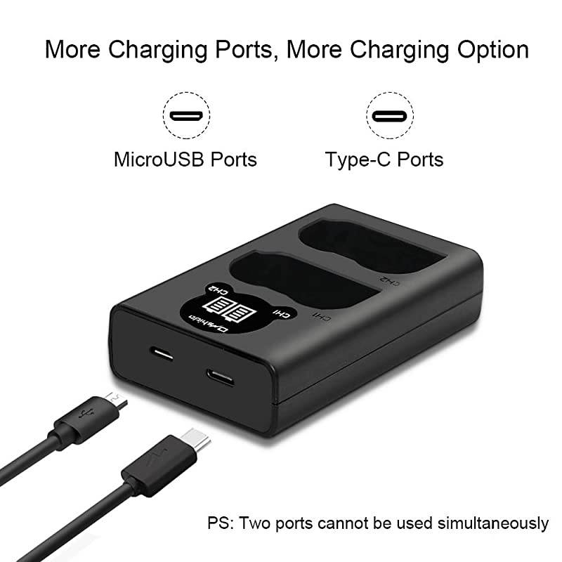 ENEL1515a Battery Charger Set for Nikon ENEL15  2Pack 2000mAh Battery USBC Micro Dual Charger Compatible with Nikon D750 D7500 D850 D810 D810A D800 D800E D7200 D500 D610 D600
