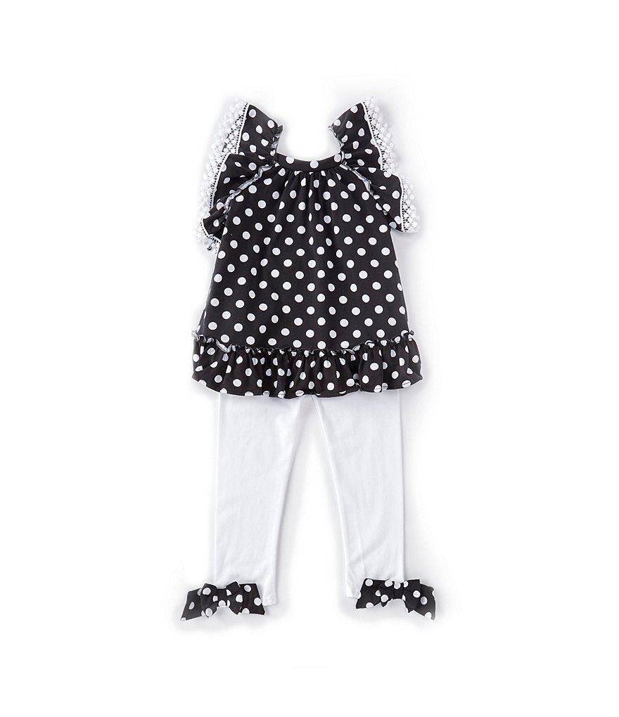 Ally B Big Girls 7-16 Flutter-Sleeve Dotted Top & Shorts Set