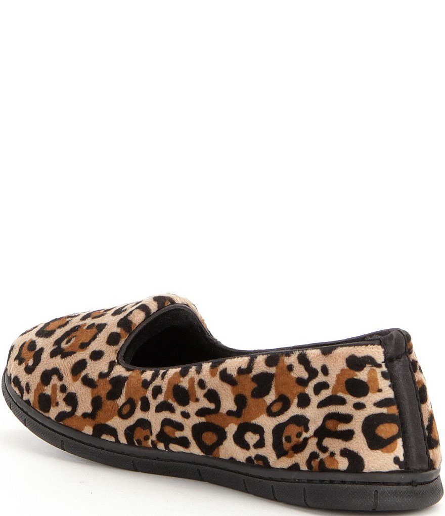 Cabernet Leopard-Print Microfiber Velour Moccasin Slippers