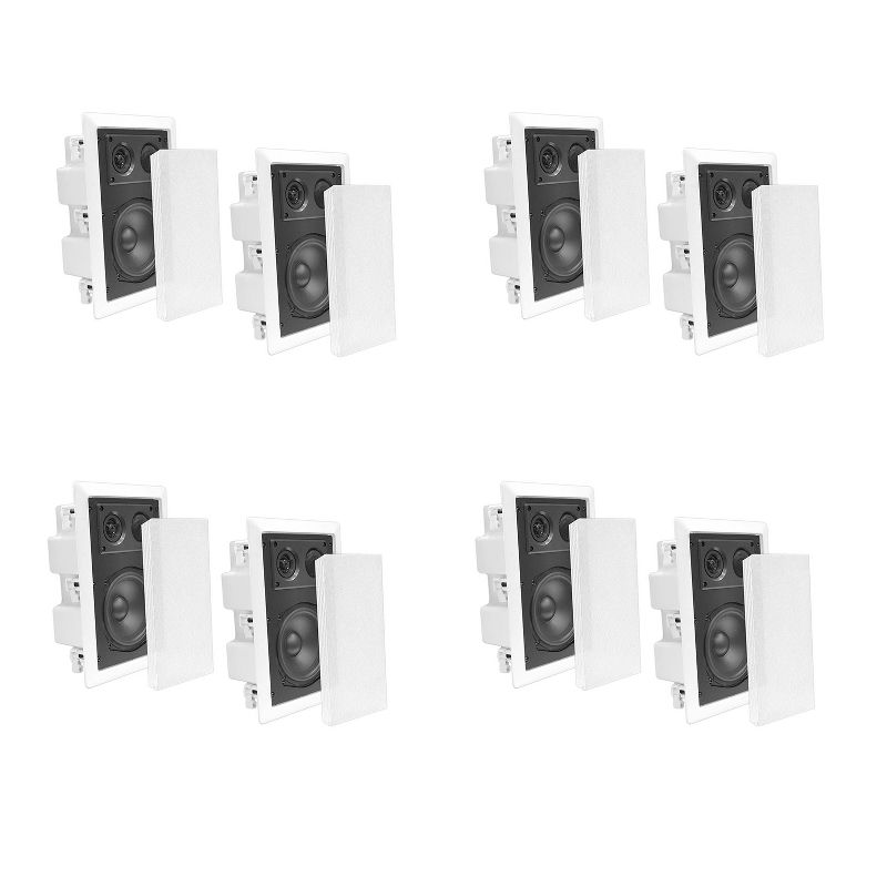 Pyle 8 Inch 2 Way In Wall Ceiling Home Speakers System Audio Stereo, 6 Speakers