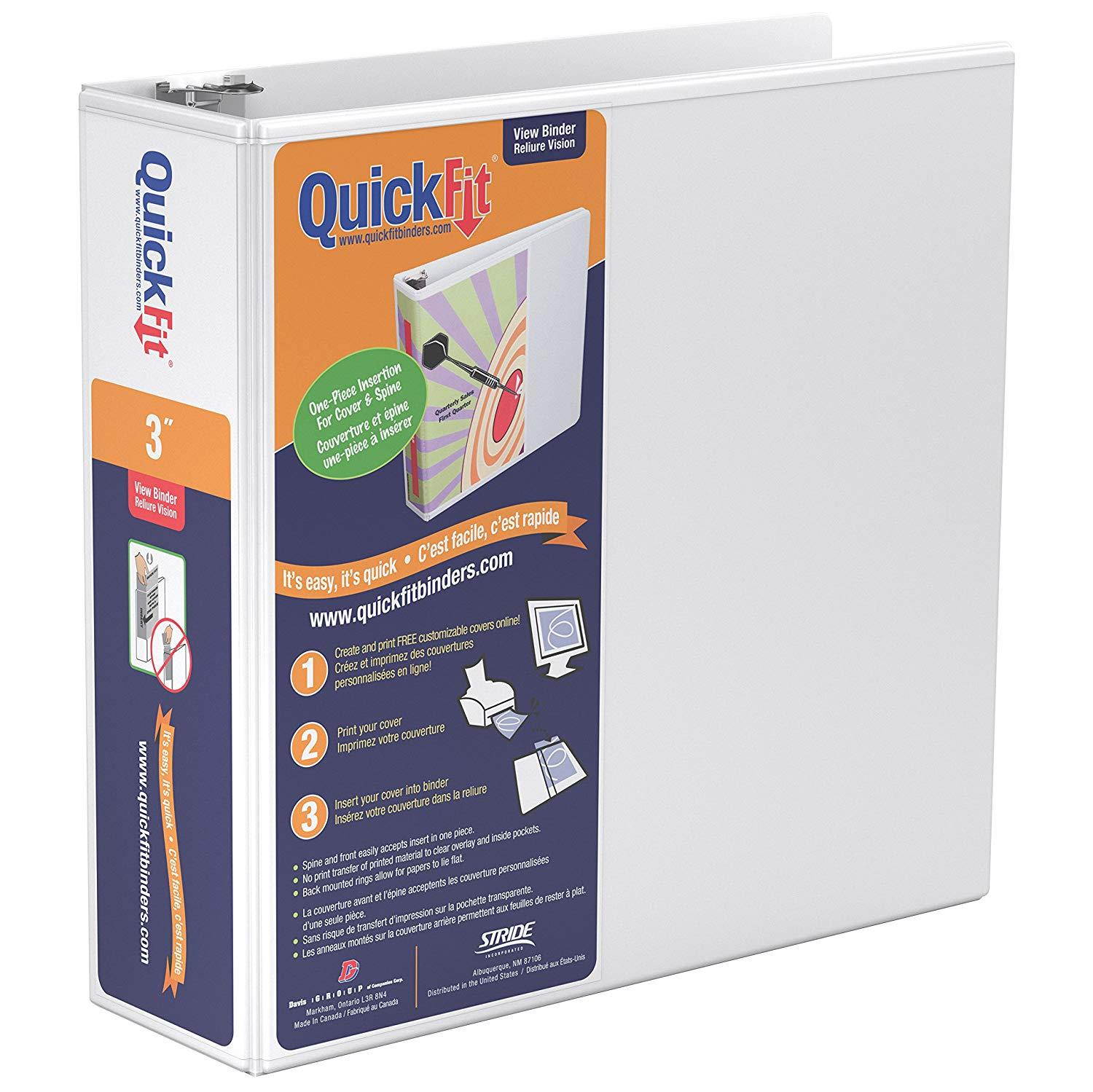 QuickFit View Binder, 3 Inch, Angle D Ring, White (87050)