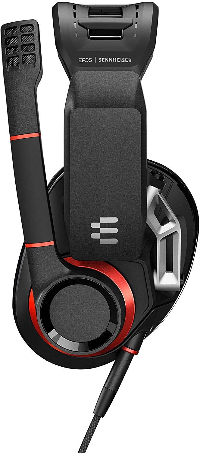 EPOS I SENNHEISER GSP 500 Wired Open Acoustic Gaming Headset, Noise-Cancelling Microphone, Adjustable Headband with Customizable Contact Pressure, Volume Control, PC + Mac + Xbox + PS4, Pro &ndash;Black/Red