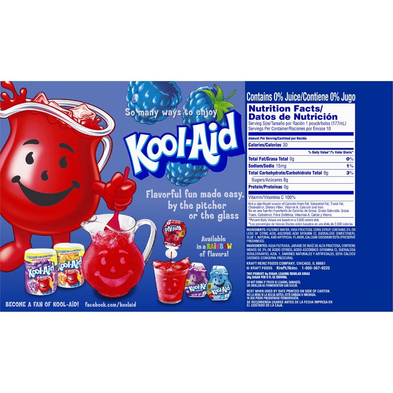 Kool-Aid Jammers Blue Raspberry Juice Drinks - 10pk/6 fl oz Pouches