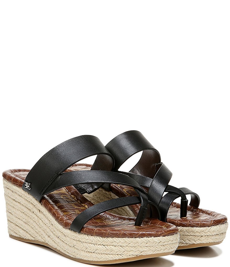 Sam Edelman Raleigh Leather Strappy Jute Wrapped Wedge Sandals