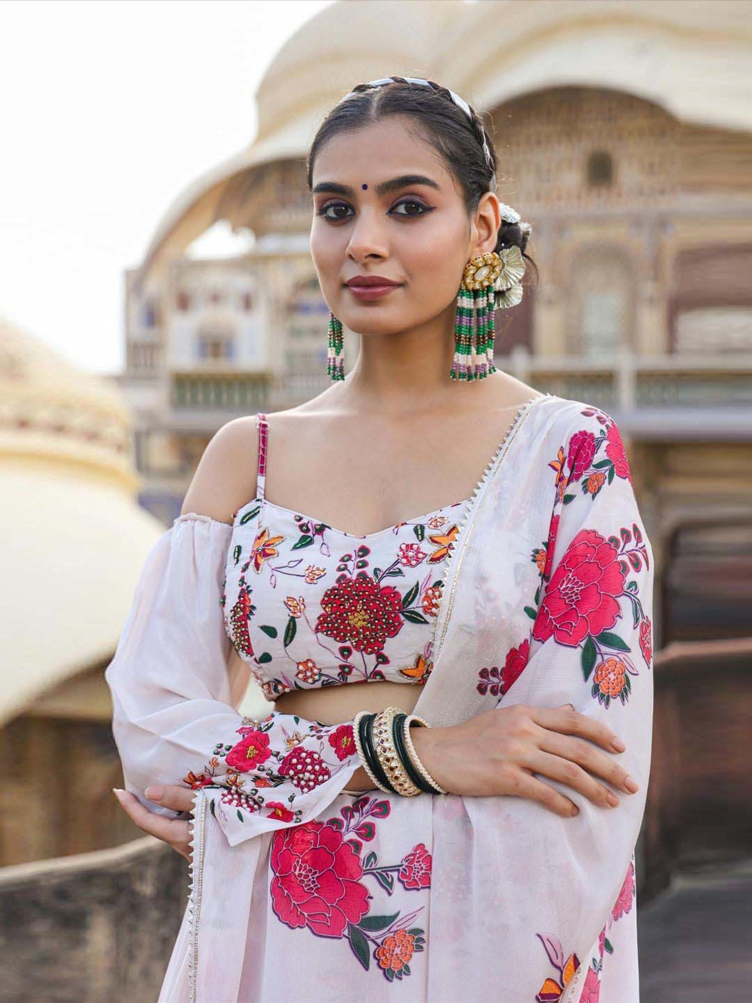 studiorasa Purple Hand Block Print Lehenga Set