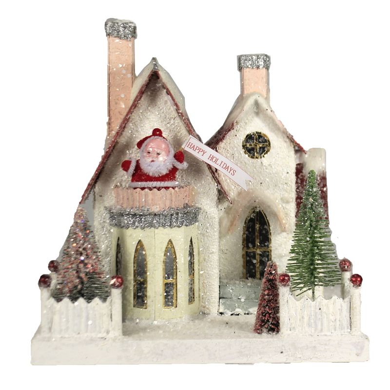 Christmas 8.0" Santas House Village Putz Light Up Retro  -  Decorative Figurines