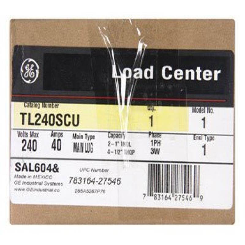 G.E. - INDUSTRIAL SYSTEMS TL240SCU 40 AMP INDOOR MAIN LUG LOAD CENTER