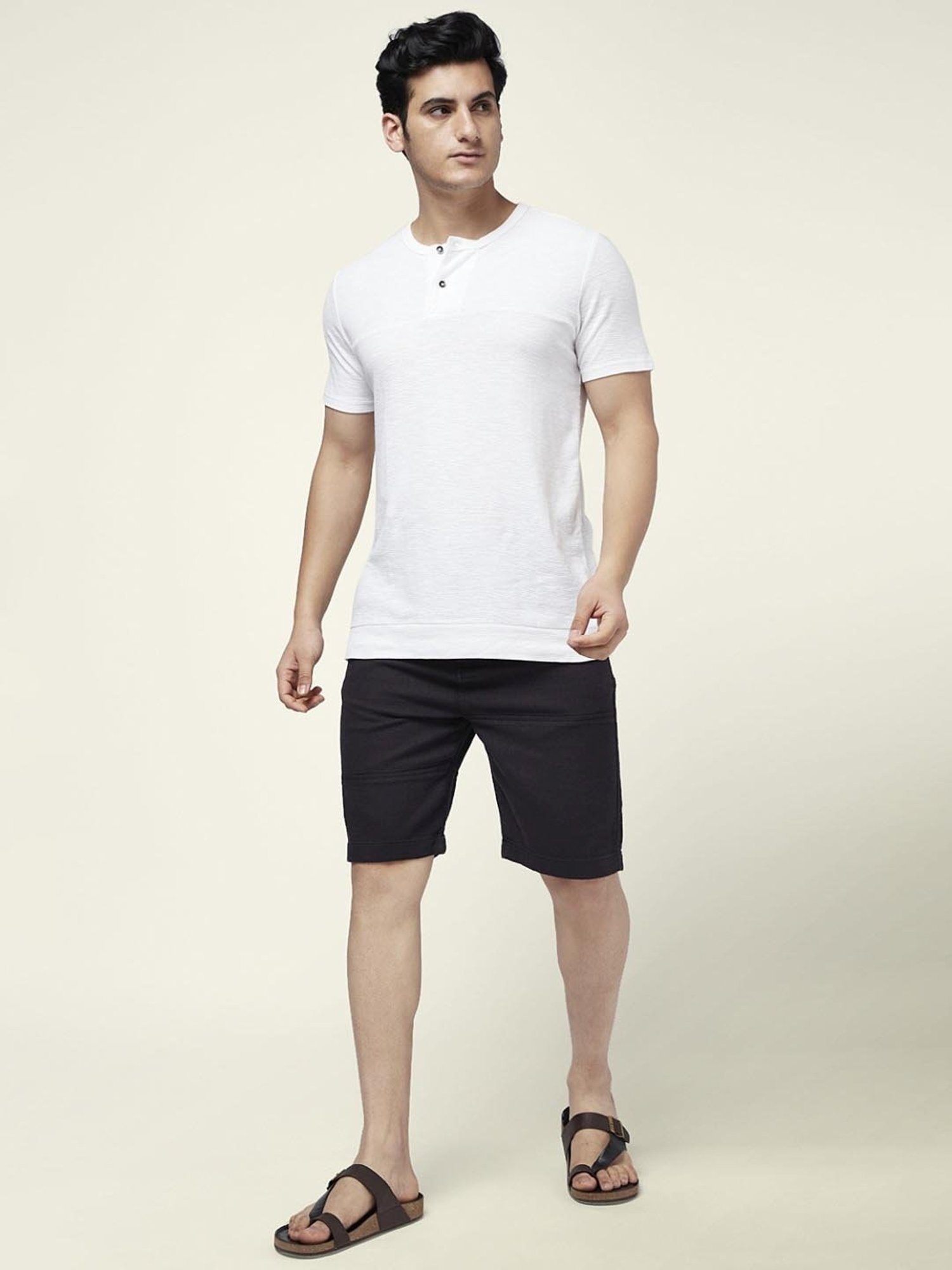 7 Alt By Pantaloons Charcoal Cotton Slim Fit Shorts