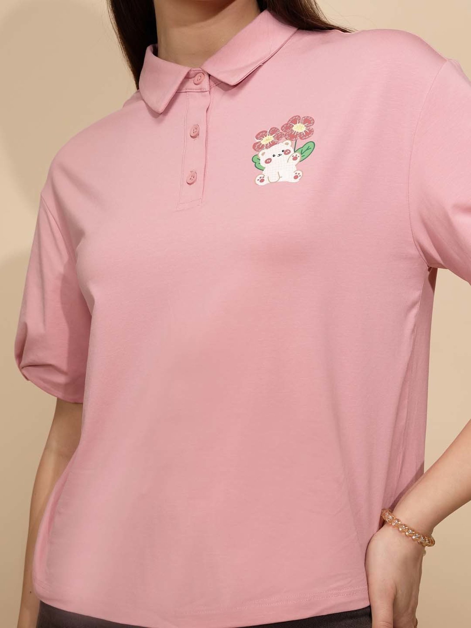 Global Republic Pink Graphic Print T-Shirt