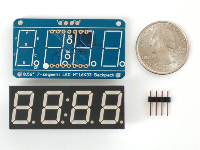 Adafruit 0.56" 4-Digit 7-Segment Display w/I2C Backpack - White