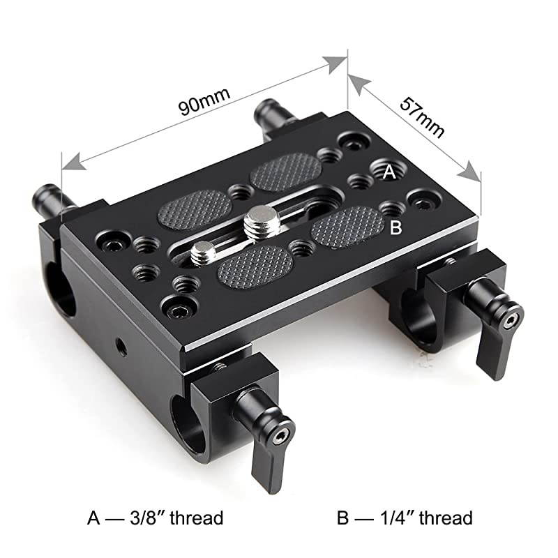 Camera Mounting Plate Tripod Mounting Plate with 15mm Rod Clamp Railblock for Rod Support/DSLR Rig Cage - 1775