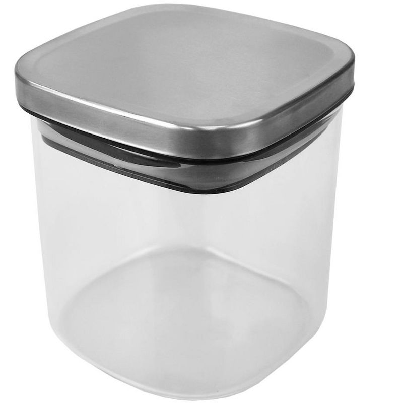 Michael Graves Design Small 27 Ounce Square Borosilicate Glass Canister with Stainless Steel Top