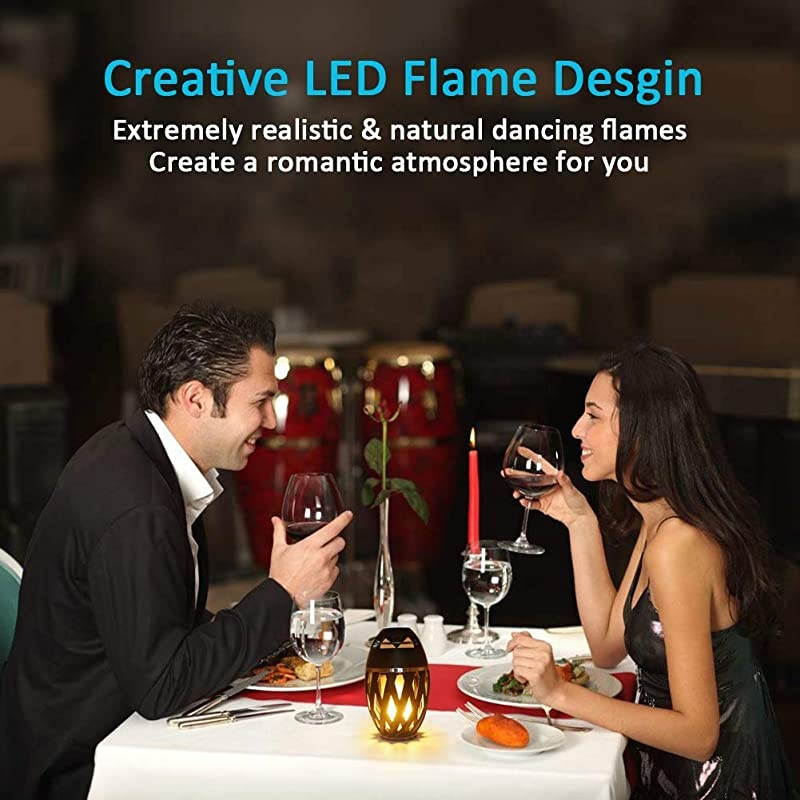Flame Light Speaker,  Led Flame Speakers Torch Atmosphere Bluetooth Speakers Outdoor Portable Stereo Speaker with HD Audio and Enhanced Bass Night Light Table Lamp BT 4.2 for iPhone Android