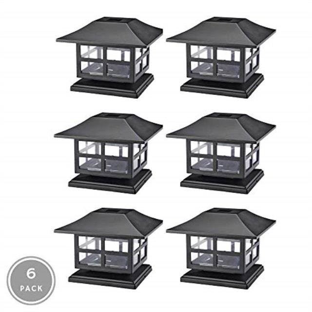 noma solar post lights | waterproof outdoor cap lights for 4 x 4 wooden or vinyl posts, deck, patio, garden, dcor or fence | warm white led lights, 6pack