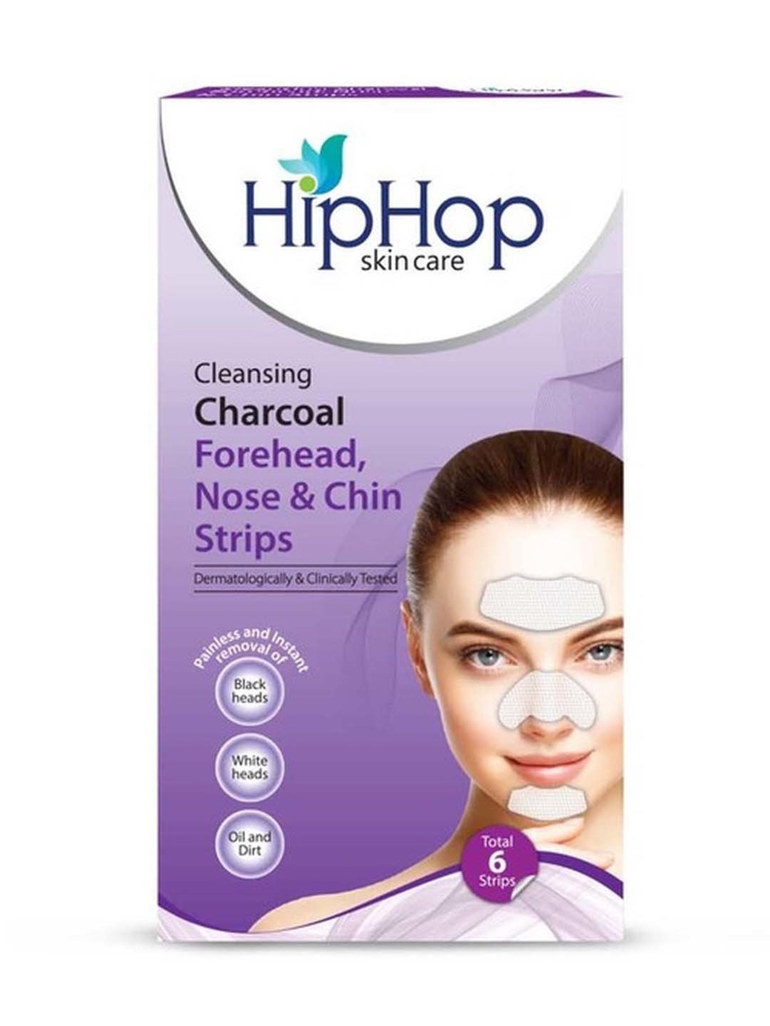 HipHop Skincare Charcoal Cleansing Forehead,Nose & Chin Strips - 6 Strips