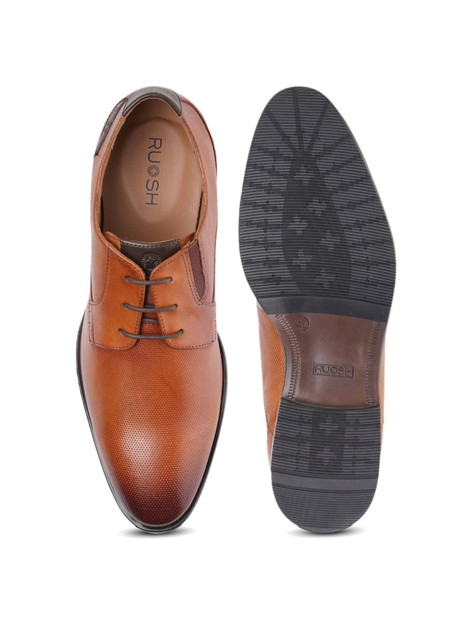 Ruosh Men's Tan Derby Shoes