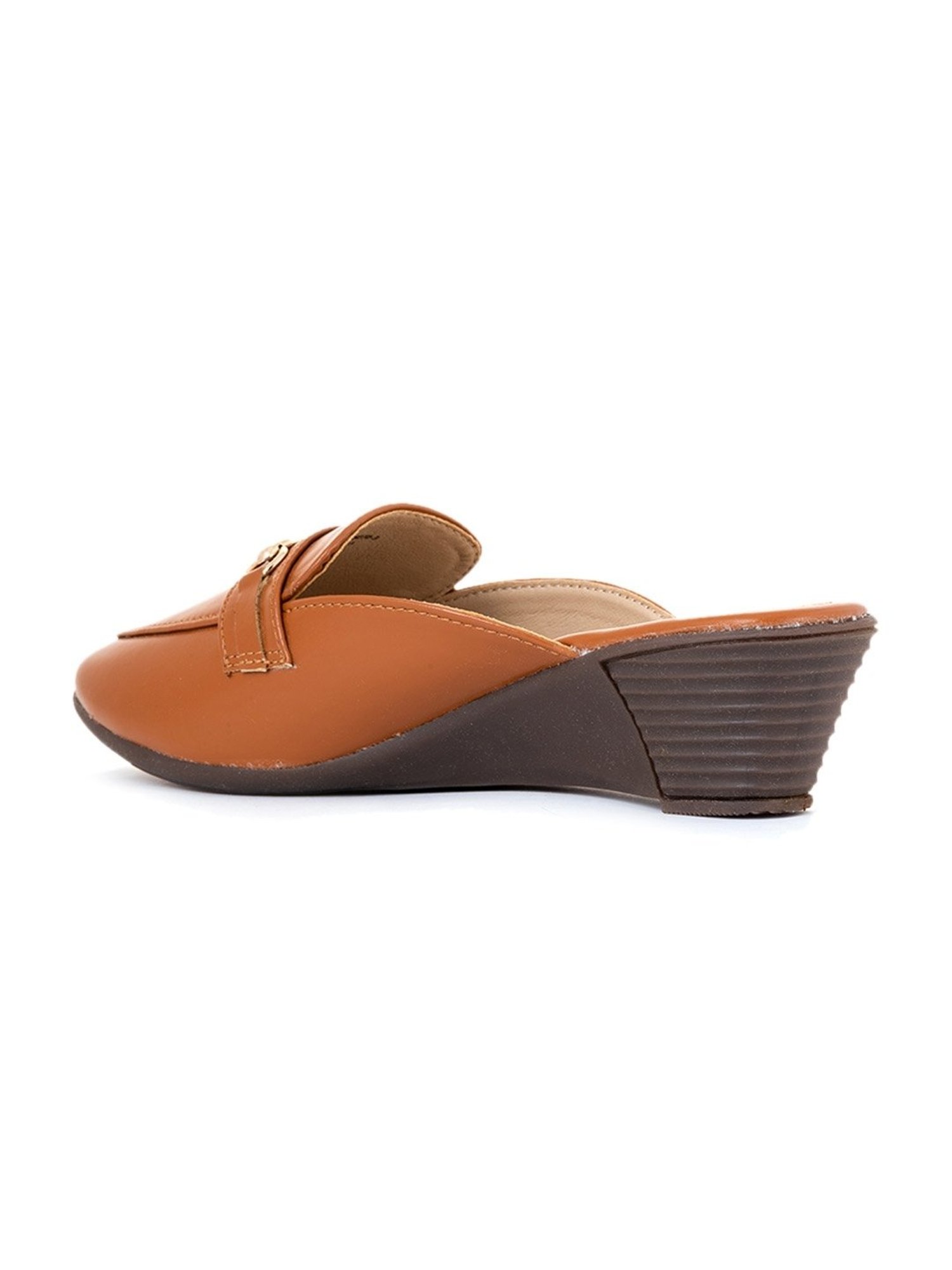 Sharon by Khadims Women's Brown Mule Wedges