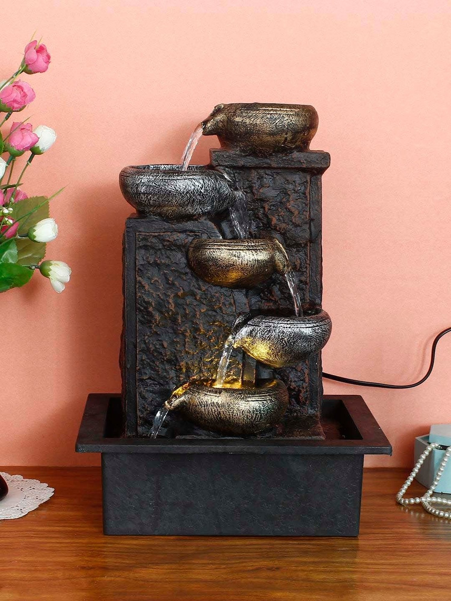 Tayhaa Brown Resin Fiery Tiger Head Showpiece