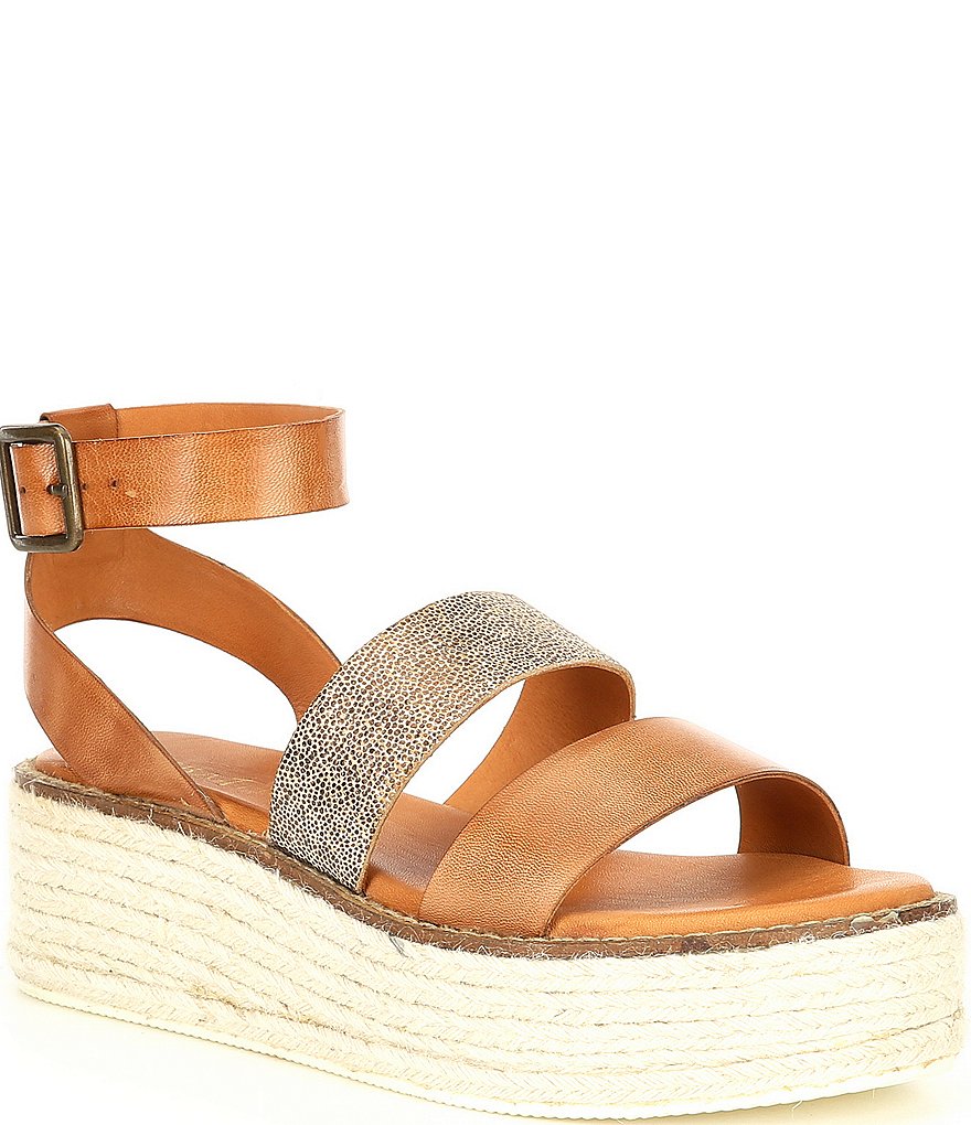 Diba True Day Line Leather Ankle Strap Espadrille Wedges