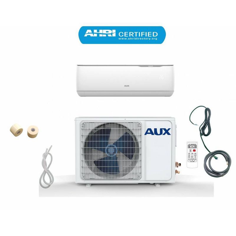 AUX 12000 BTU Ductless 17 SEER 115V 1 Ton 12' Line Set Wall Mount Mini Split Air Conditioner with Heat Pump