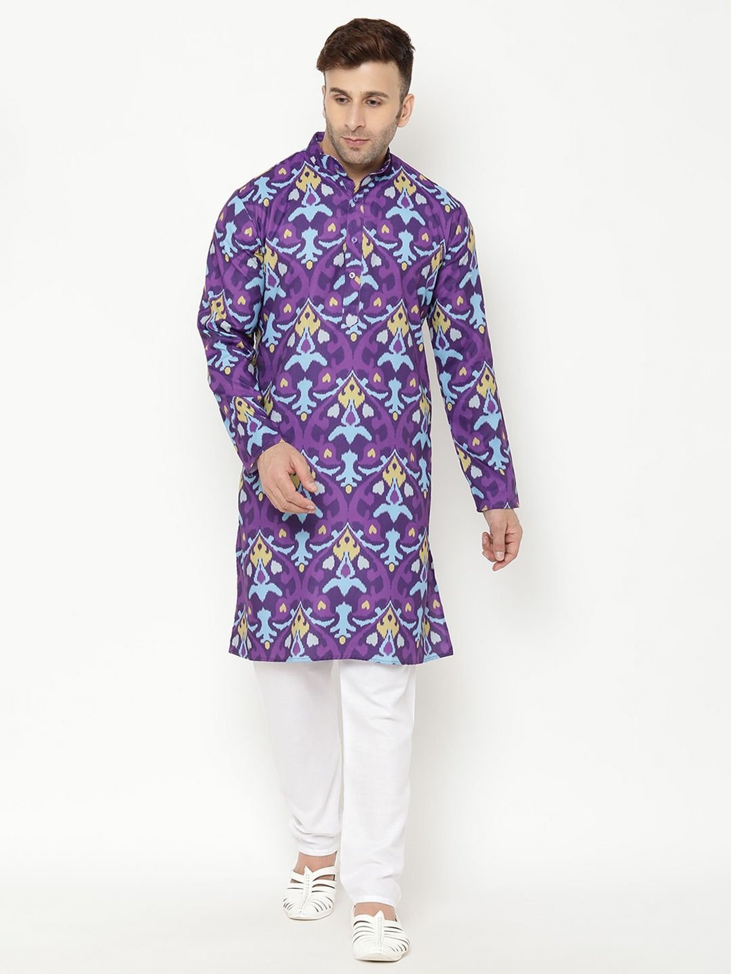 Hangup Purple & White Regular Fit Printed Kurta Bottom Set