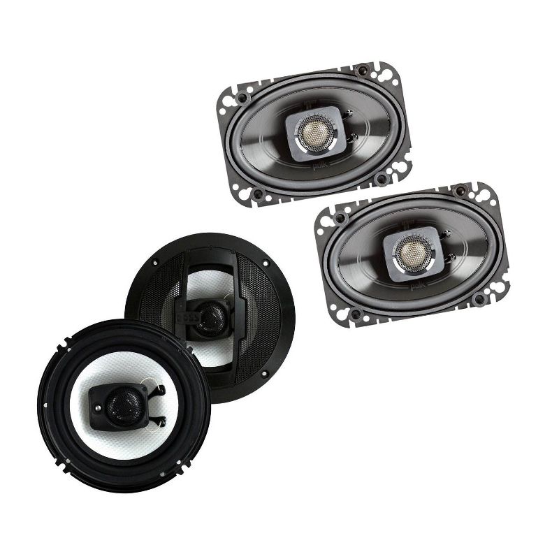 Polk Audio 150W Coaxial Speakers w/ Boss 300W Car Audio Coaxial 4 Ohm Speakers