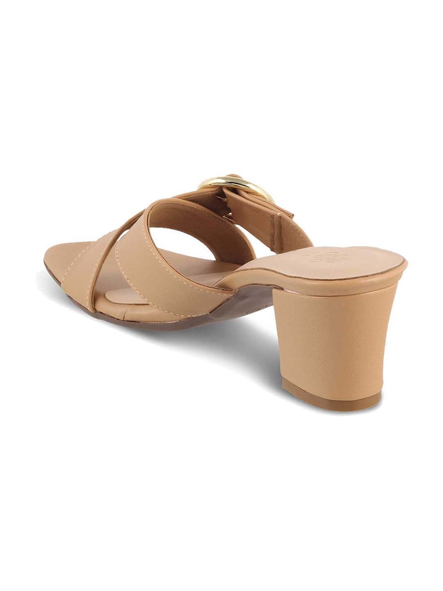 Tresmode Women's Beige Cross Strap Sandals