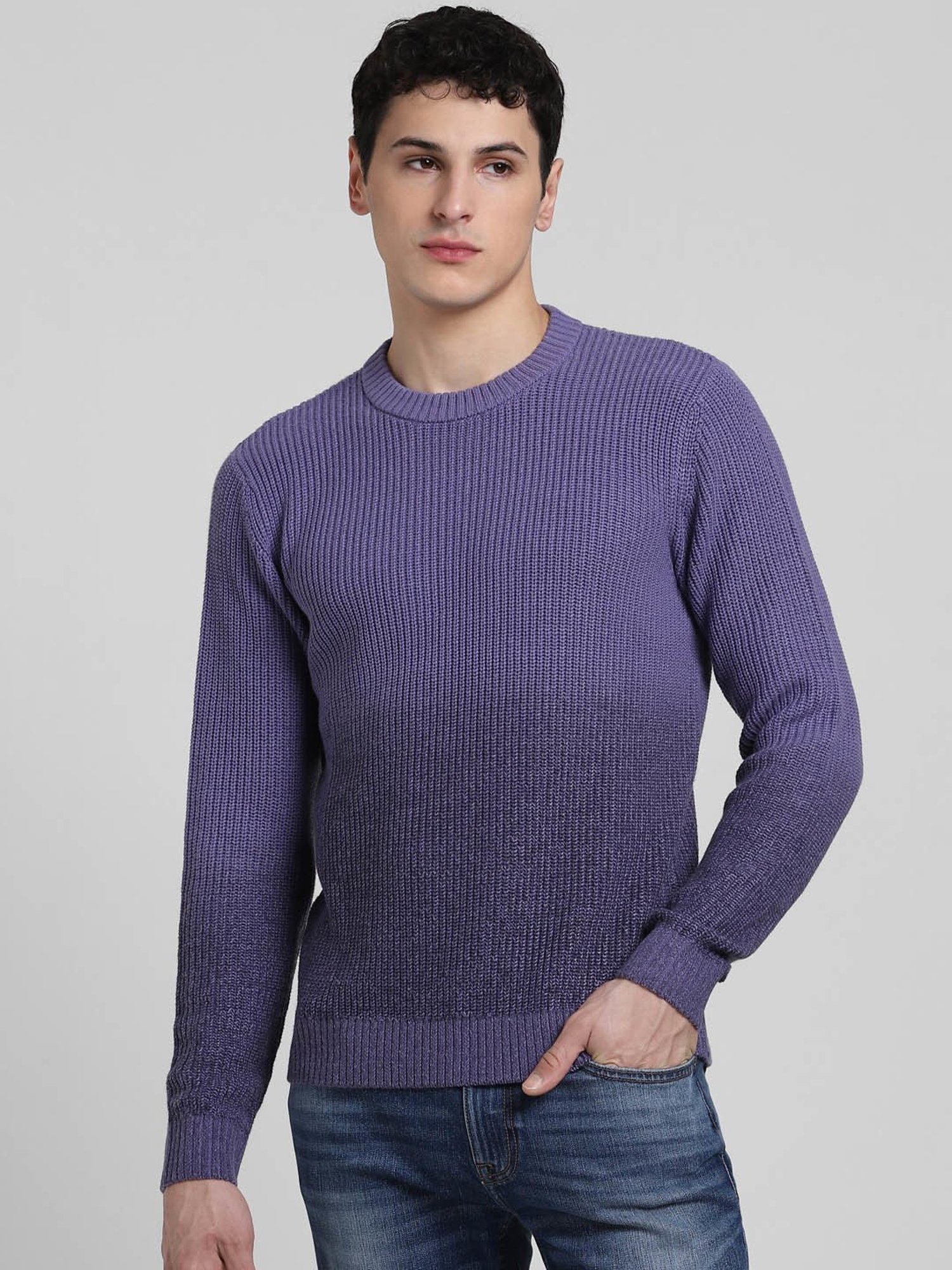 Jack & Jones Purple Slim Fit Textured Sweater