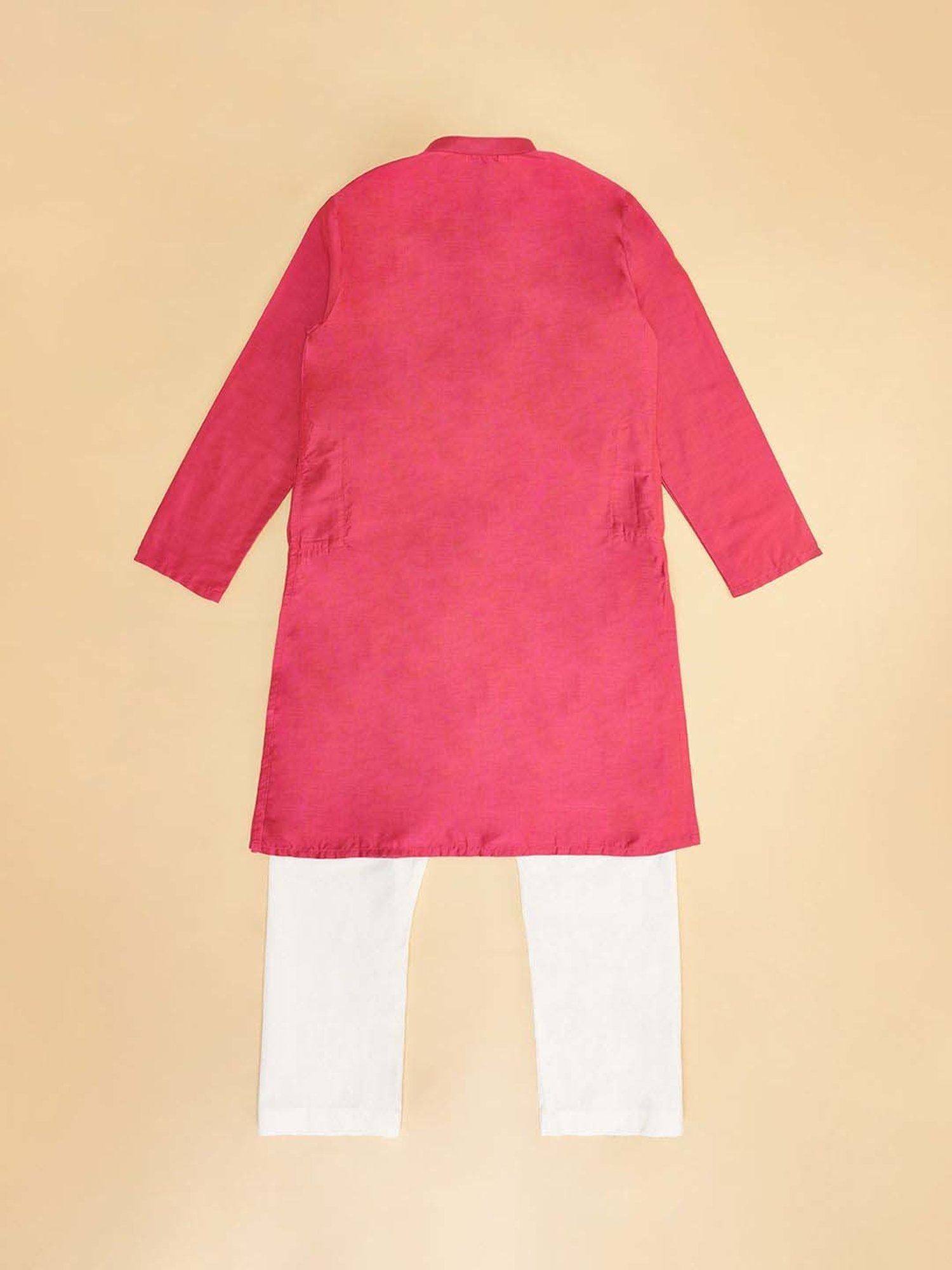 VASTRAMAY Boys Yellow & White Cotton Printed Full Sleeves Kurta Sets