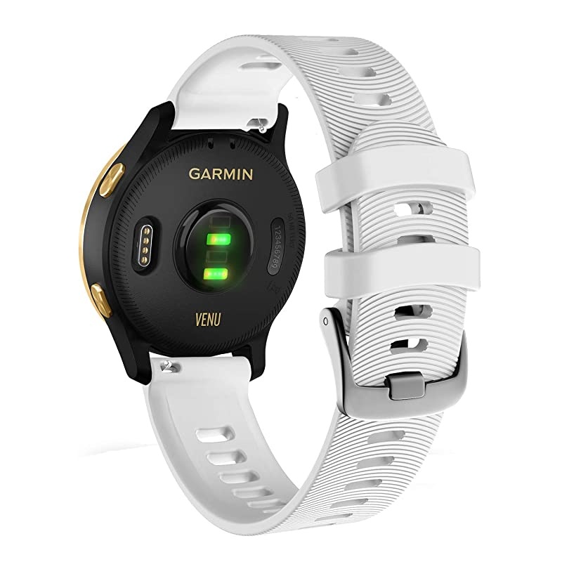 Garmin Venu GPS Smartwatch with AMOLED Display and Included  3 Straps Bundle (Black/Gold, Blue/Lime/White)