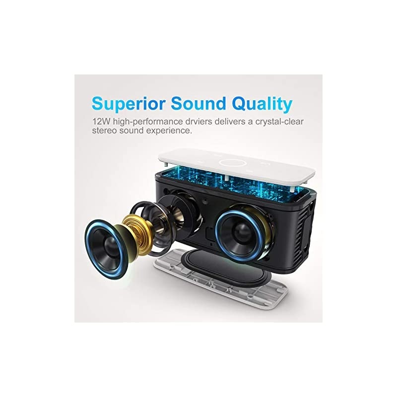 SoundBox Touch Portable Wireless Bluetooth Speakers with 12W HD Sound and Bass 20H Playtime Handsfree Speakers for Home Outdoor TravelWhite
