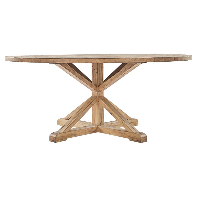 72" Sierra Round Farmhouse Pedestal Base Wood Dining Table Vintage Pine - Inspire Q