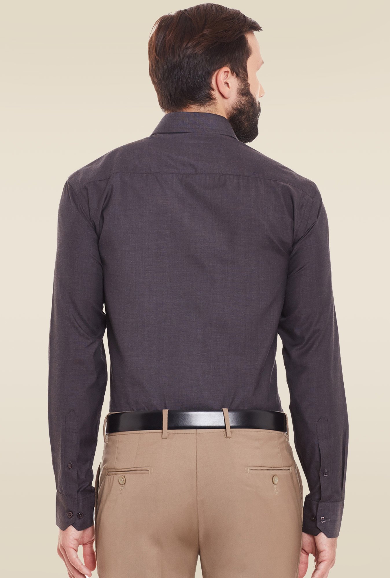 Hancock Grey Slim Fit Full Sleeves Formal Shirt