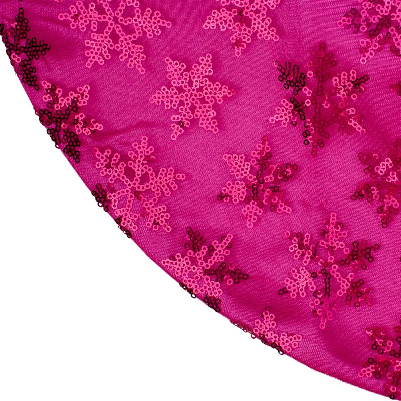 Northlight 20" Pink Sequin Snowflake Mini Christmas Tree Skirt