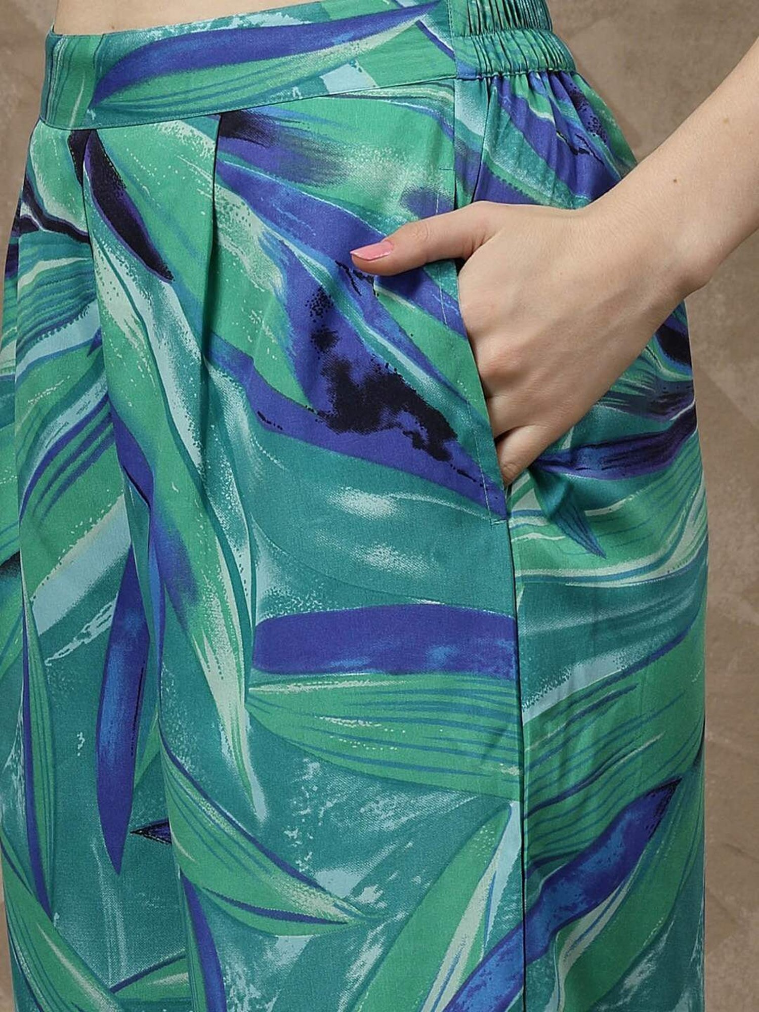 Melon by PlusS Green Printed Kaftan Pant Set