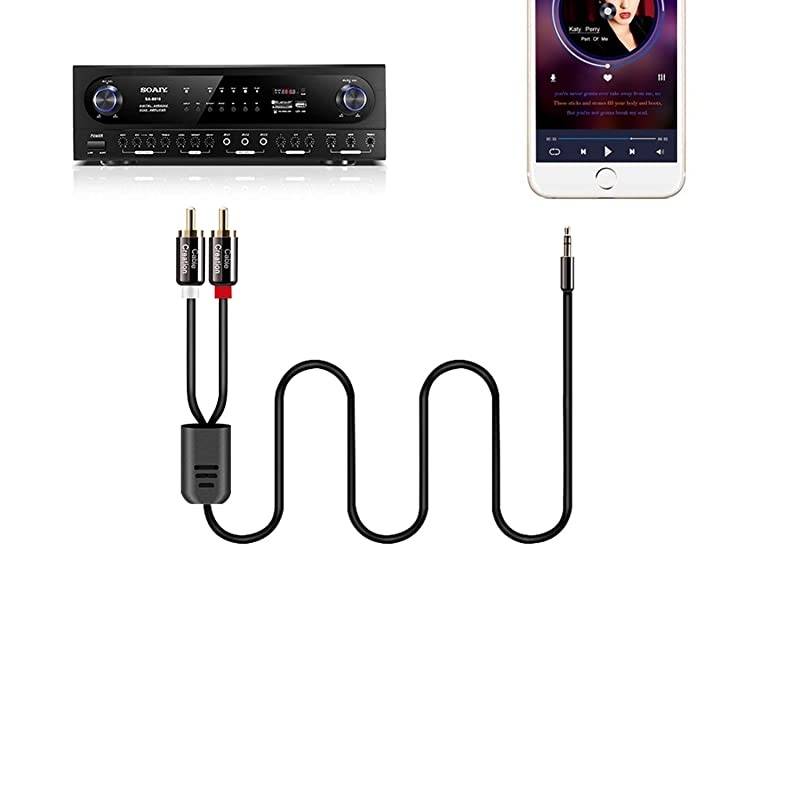 RCA Cable, [2-Pack]  3.5mm 1/8" to 2RCA Male Auxiliary Stereo Audio Y Splitter Gold-Plated for Smartphones, MP3, Tablets, Speakers,Home Theater,HDTV,1.6ft/0.5M