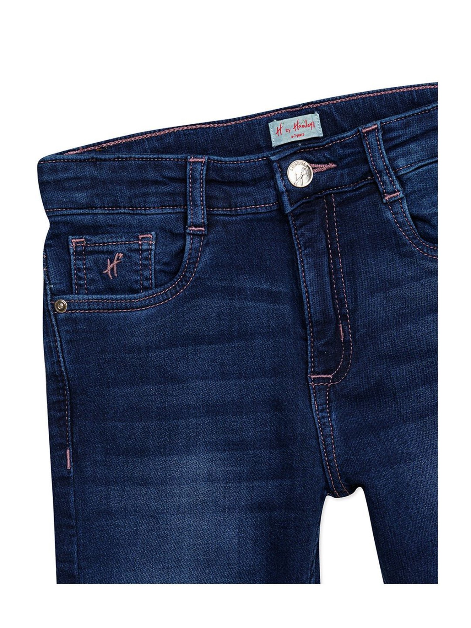 H by Hamleys Girls Dark Blue Solid Jeans