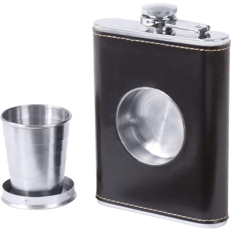 Maxam® 6.8oz Stainless Steel Flask with Built-In Cup