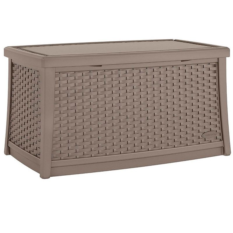 Suncast Elements 30 Gallon Outdoor Patio Resin Wicker Coffee Table, Dark Taupe