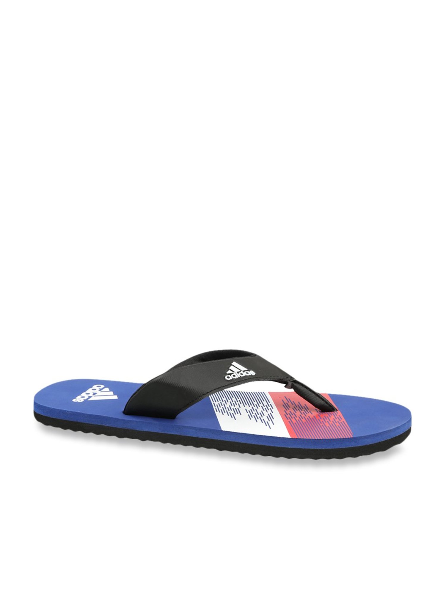 Yellow by Westside Navy Stripe Pattern Slides