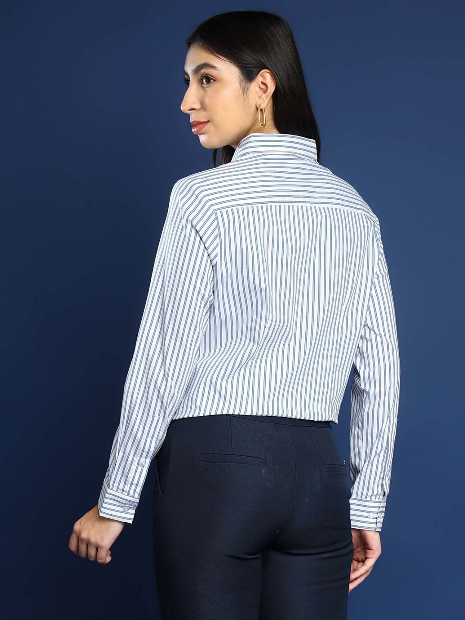 Hancock White & Blue Striped Formal Shirt