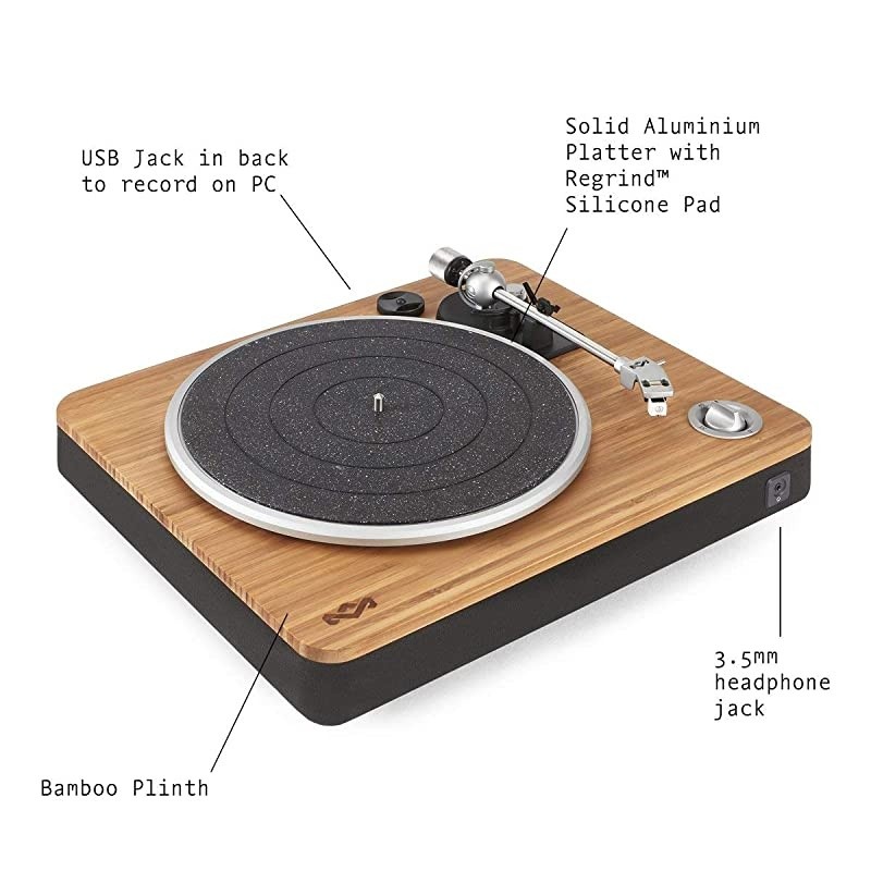 Stir It Up Turntable: Vinyl Record Player with 2 Speed Belt, Built-in Pre-Amp, and Sustainable Materials