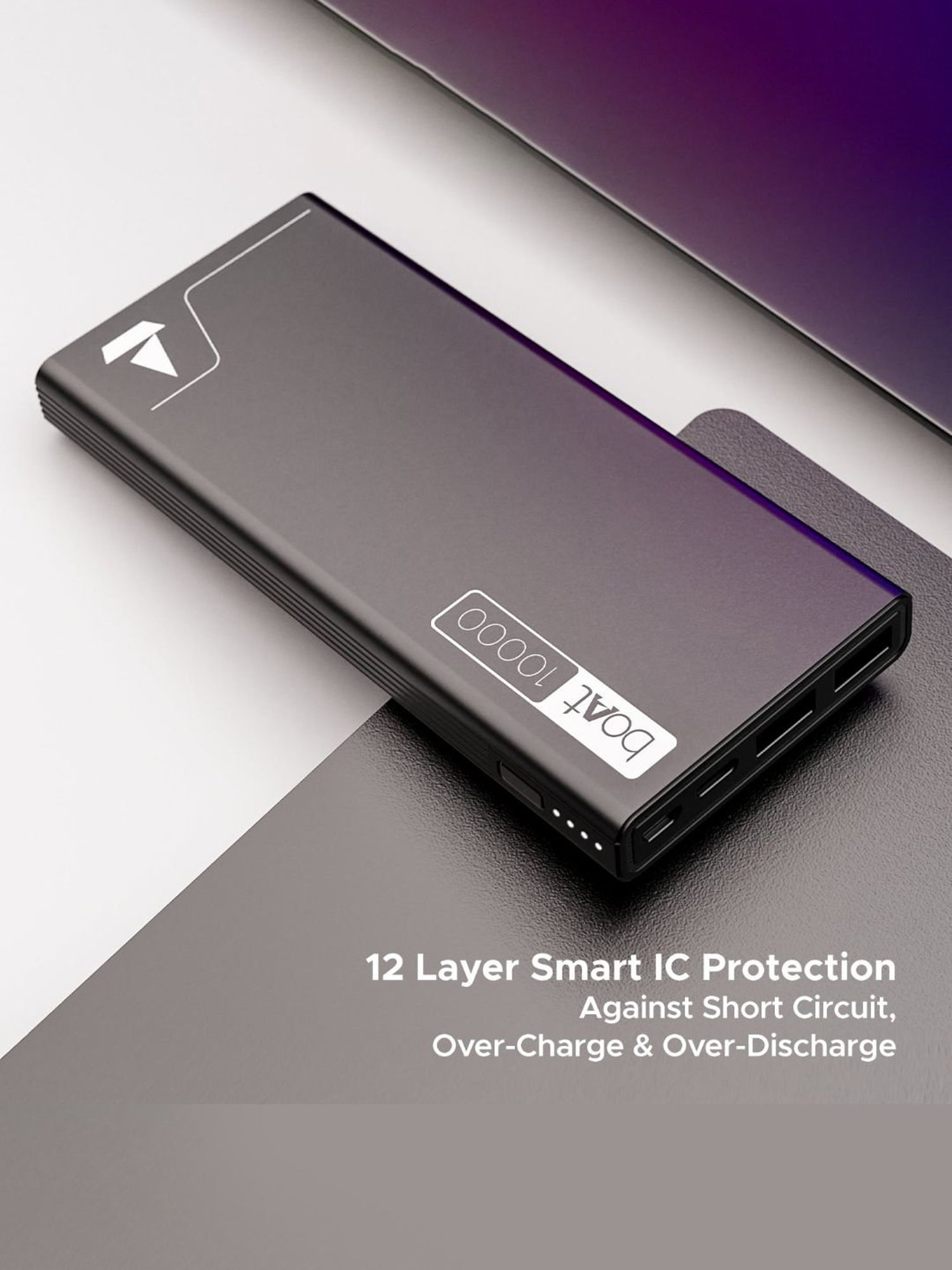 Boat EnergyShroom PB300 10000mAh Powerbank with Smart IC Protection, 22.5W fast charging (Black)