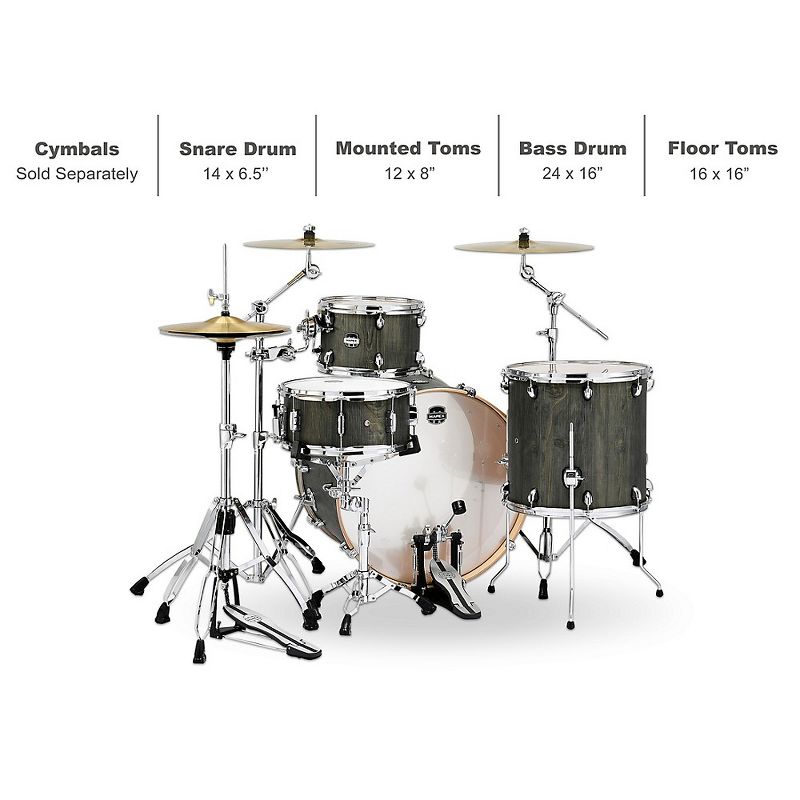 Mapex Mars Series 4-Piece Rock Shell Pack with 24 in. Bass Drum Dragonwood Chrome