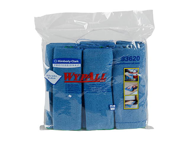 WypAll Microfiber Cloths (83620), Reusable, 15.75" x 15.75", Blue, Wipes