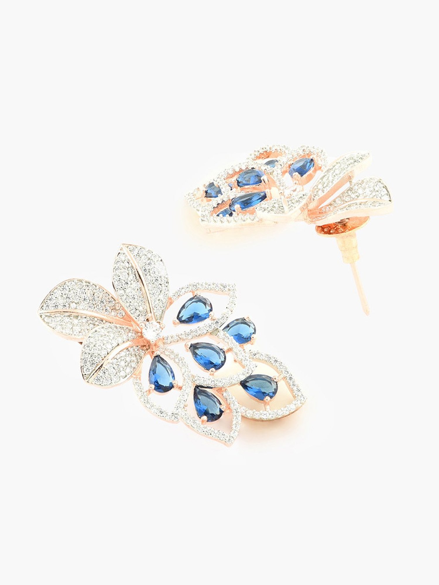 Fida American Diamond Blue Stud Earrings