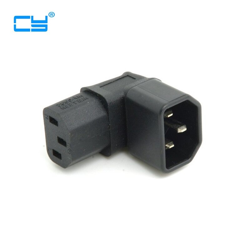2PCS/lot  IEC Male C14 to Down Right Angled 90 Degree IEC Female C13 Power Extension Adapter